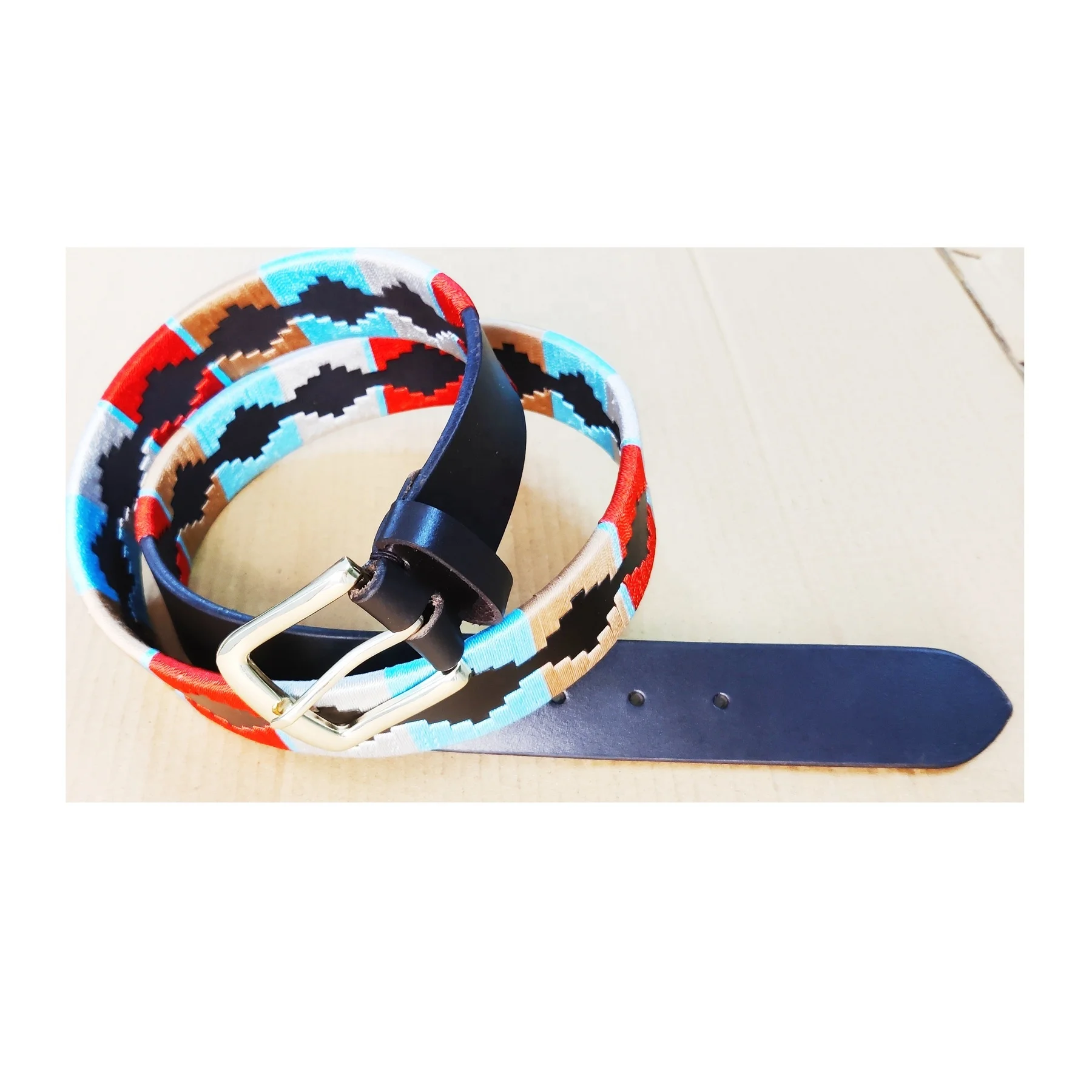 Hand Made Polo Leather Belt Attractive Look Black Color Leather Gaucho Belts