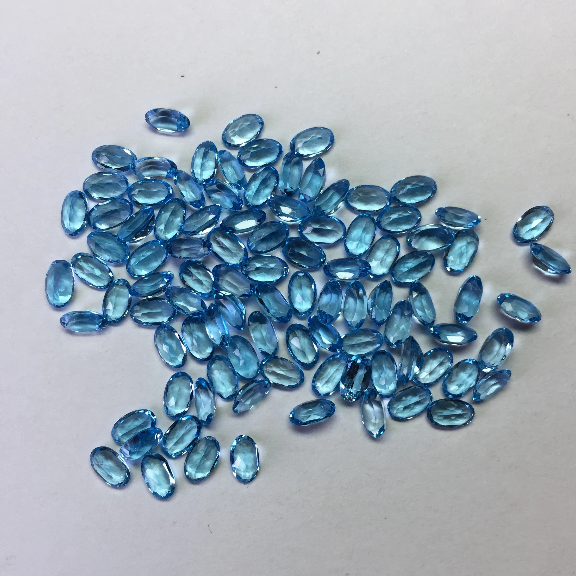 2mm 3mm Natural Swiss Blue Topaz Faceted Oval Cut Semi Precious Gemstones Wholesale Loose Price Stones Supplier Best Dealer Sale