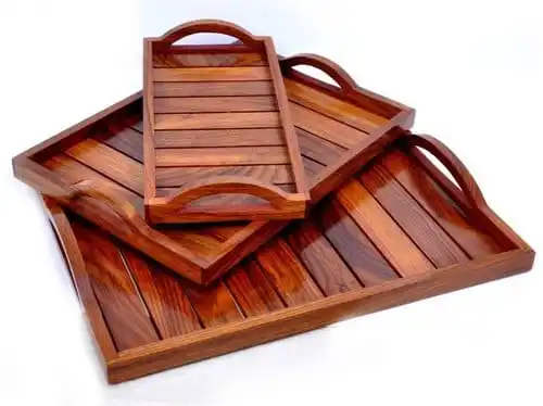 wholesale custom Eco-friendly top quality  Handcrafted natural wooden  serving tray for home restaurants hotel from India.