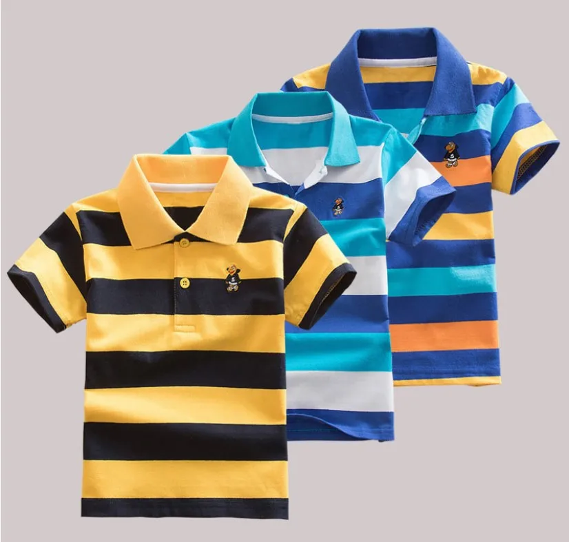 OEM service wide stripe children boys polo t shirts boys mix color kids clothes from Bangladesh with cheap price