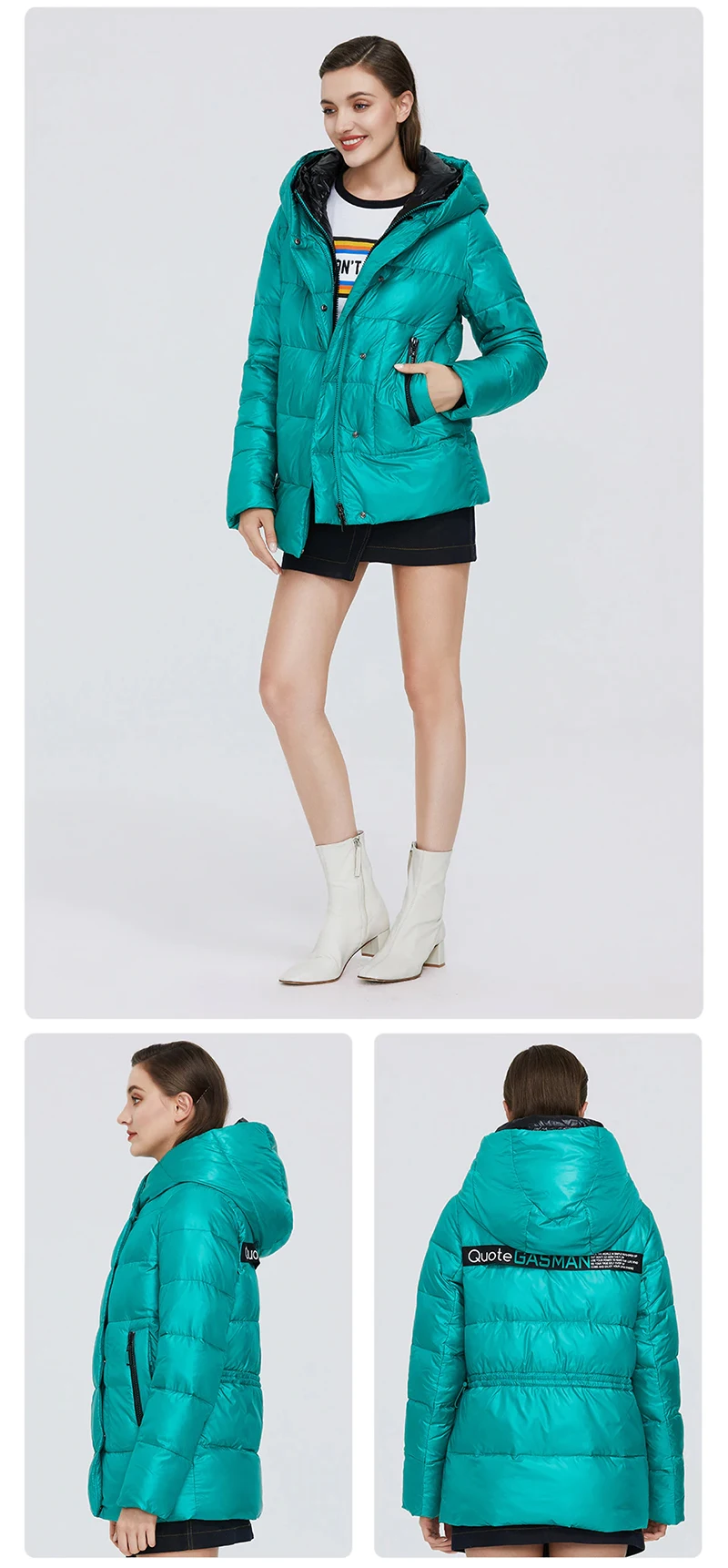  Парка пуховая женская с капюшоном теплая верхняя одежда на молнии модный плотный пуховик