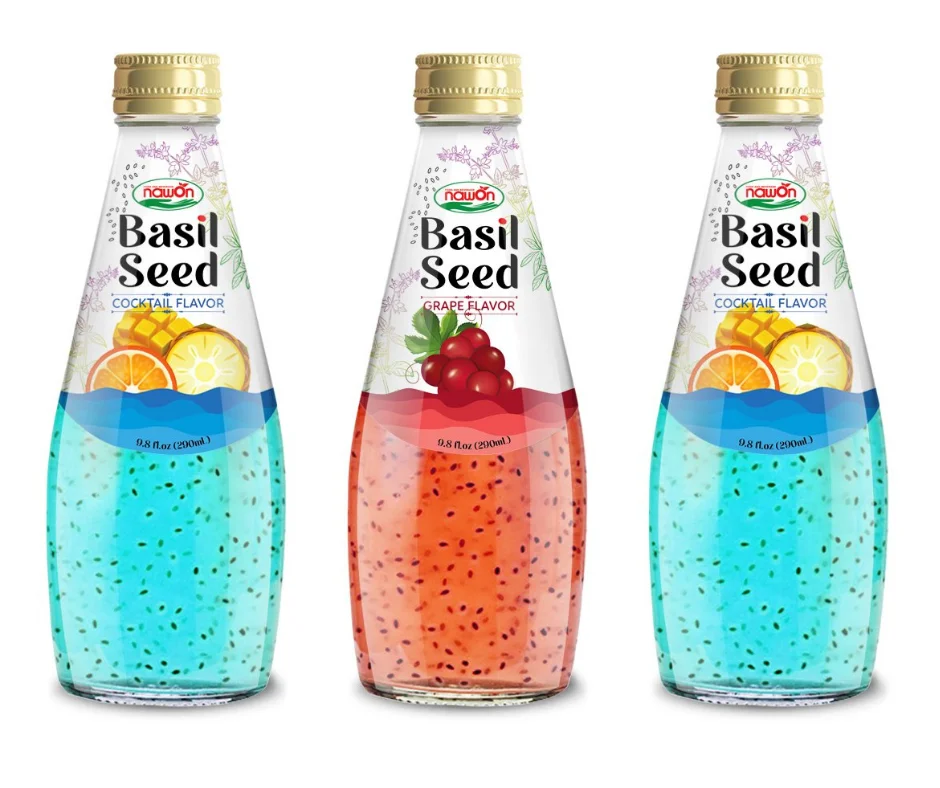 Поставщик напитков из семян базилика коктейлей 290 мл сок Soursop бесплатный образец оптовая цена OEM USDA Organic