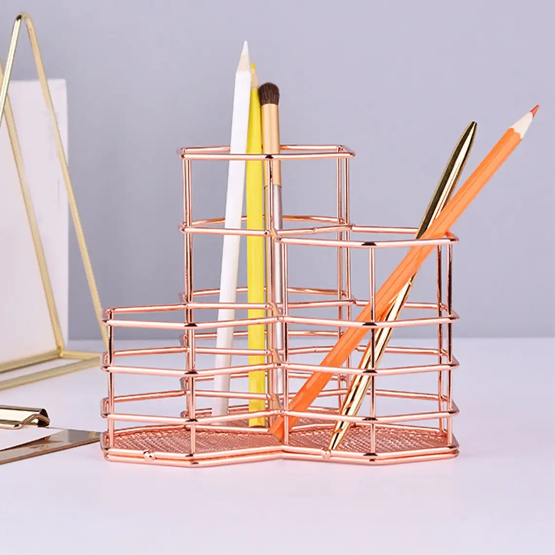 Стандартный дизайн 3-Отсек чистый Железный сетчатый держатель ручки эксклюзивное качество индивидуальная форма и размер железный Органайзер