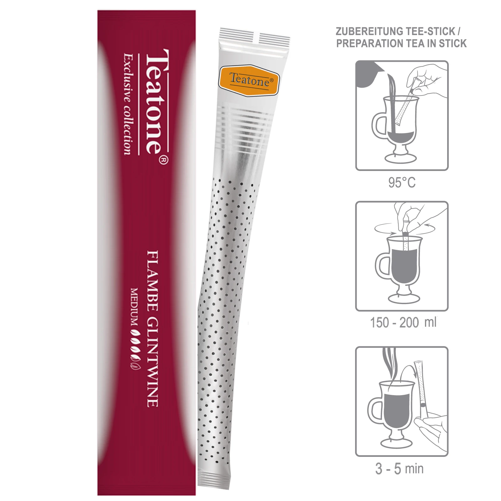 Glintwine Flambe in stick TEATONE 5 boxes of 100 sticks in individual package * 2g High quality