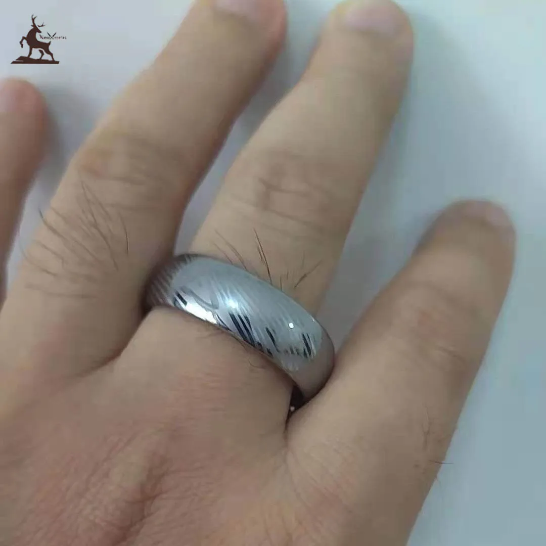 damascus steel ring custom handmade 8mm wide in twisted pattern for him and her best ring for gift at wholesale