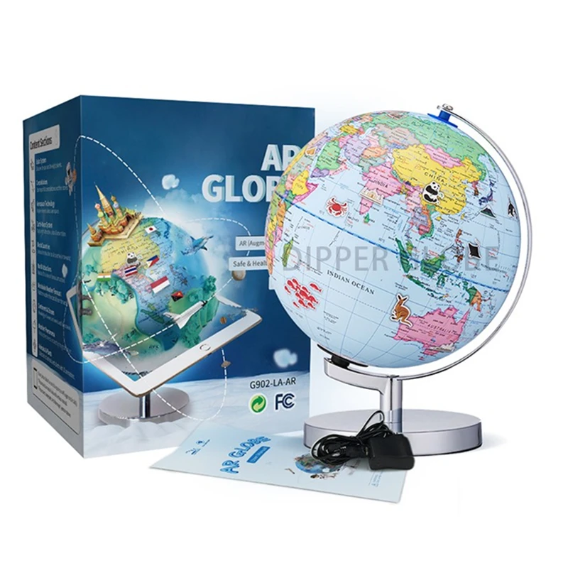 Dipper 9 inch Built-in LED light World Globe Illuminated AR smart globe for Geography Learning