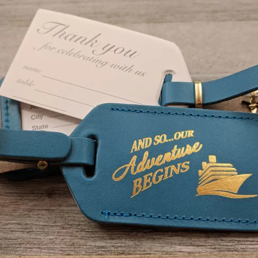 personalized faux leather wedding favors gifts guest luggage tag
