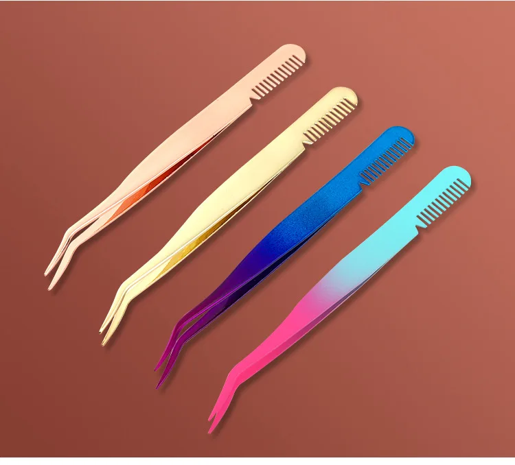 Wholesale Custom Logo Color Bulk Strip Eye Lash Applicator Private Label Stainless Steel False Eyelash Tweezers Laah Applicator