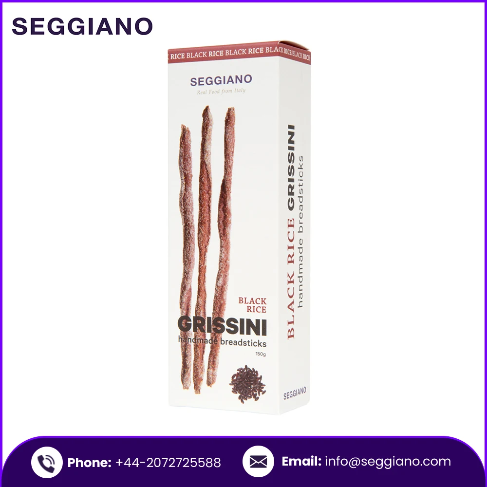Best Quality Italian Handmade Seggiano Black Rice Grissini 150g