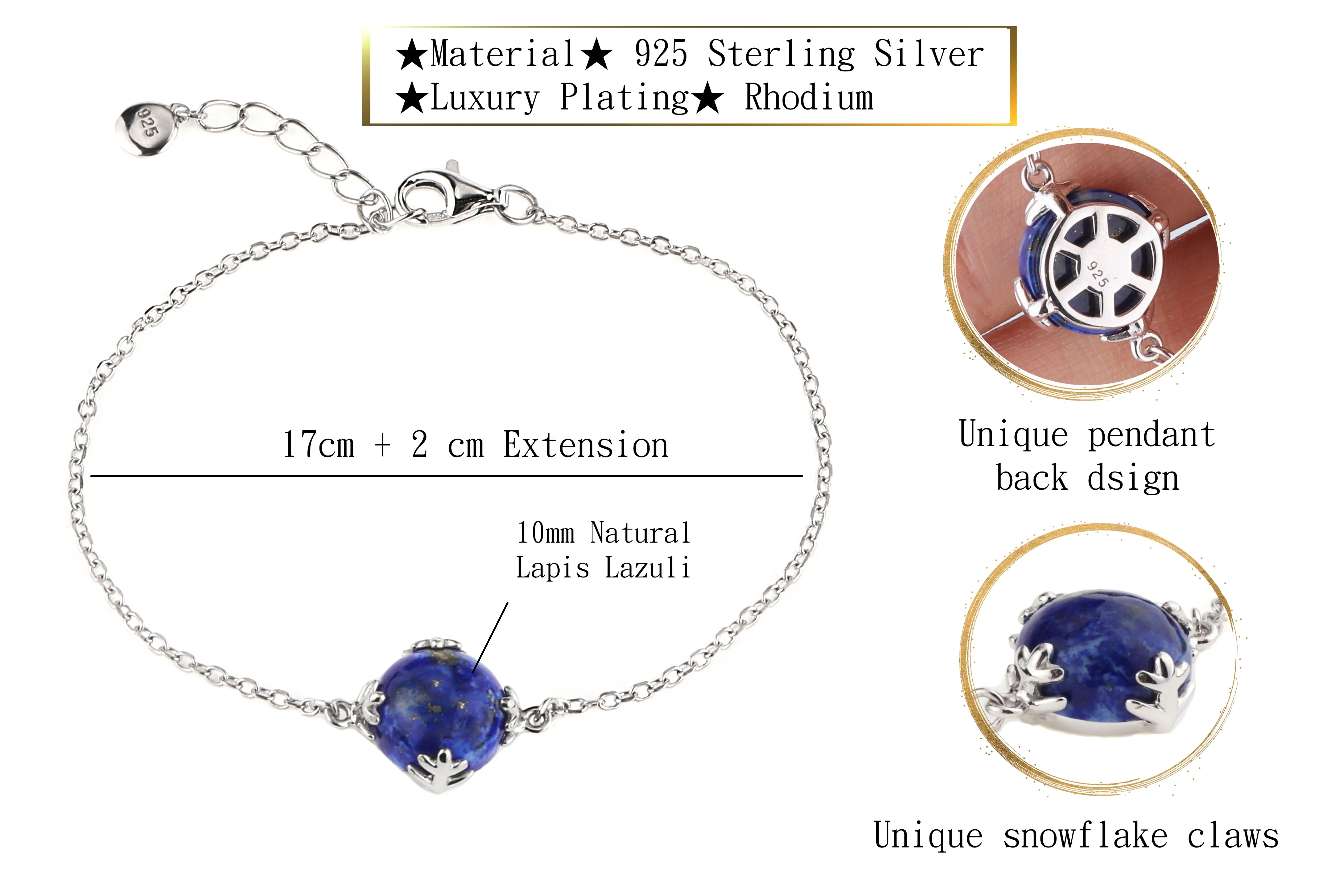 Custom OEM Silver Jewelry Sterling Silver Bracelets Blue Stone Bracelet Lapis Lazuli Bracelet Natural Gemstone Jewelry Women