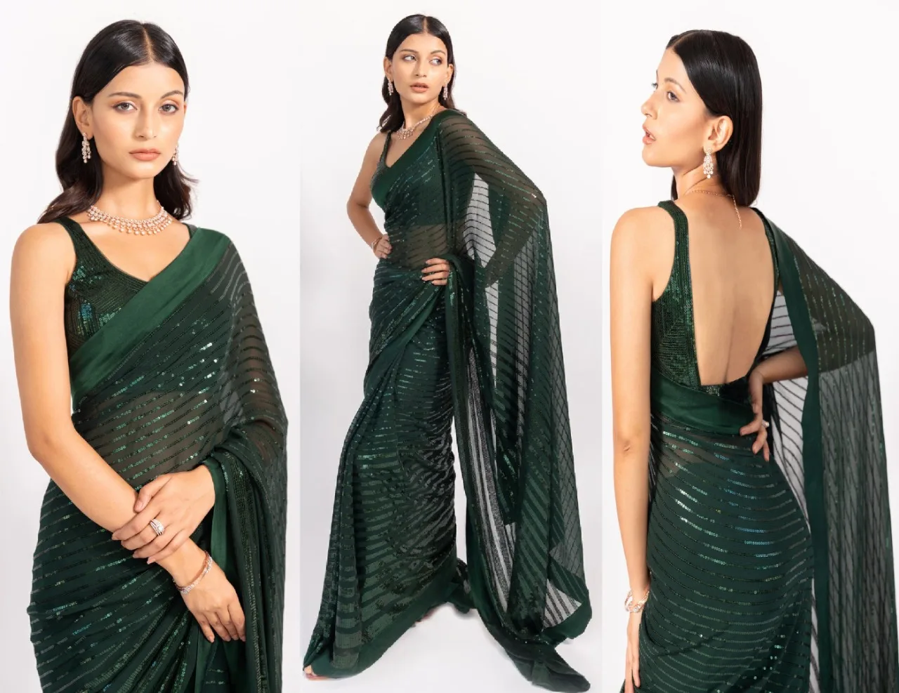 India &  Pakistani Wear Fancy Sequence Work Saree With Bangalory Sequence Work Blouse Piece / Best Quality Low Rate Saree