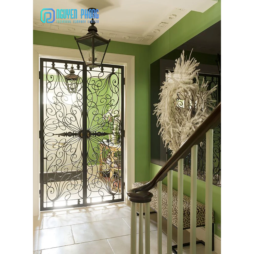 Отличное качество в наличии Современная безопасная уличная кованая железная дверь