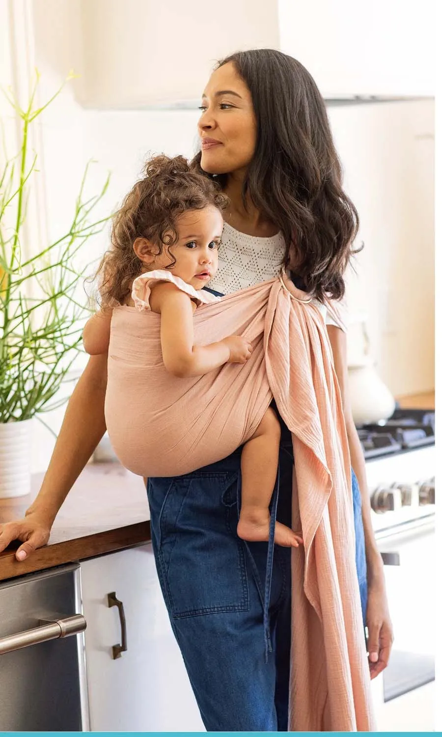 Premium Quality Bamboo Linen Whole sale price ergonomic Organic certified cute baby sleeping baby wrap with rings