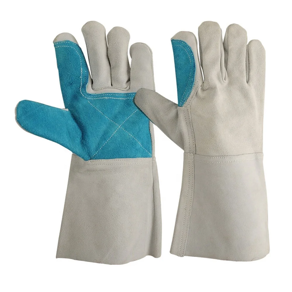High Quality OEM Custom Logo Genuine Cow Split Leather Factory Manufacturing High Quality Safety Welding Gloves