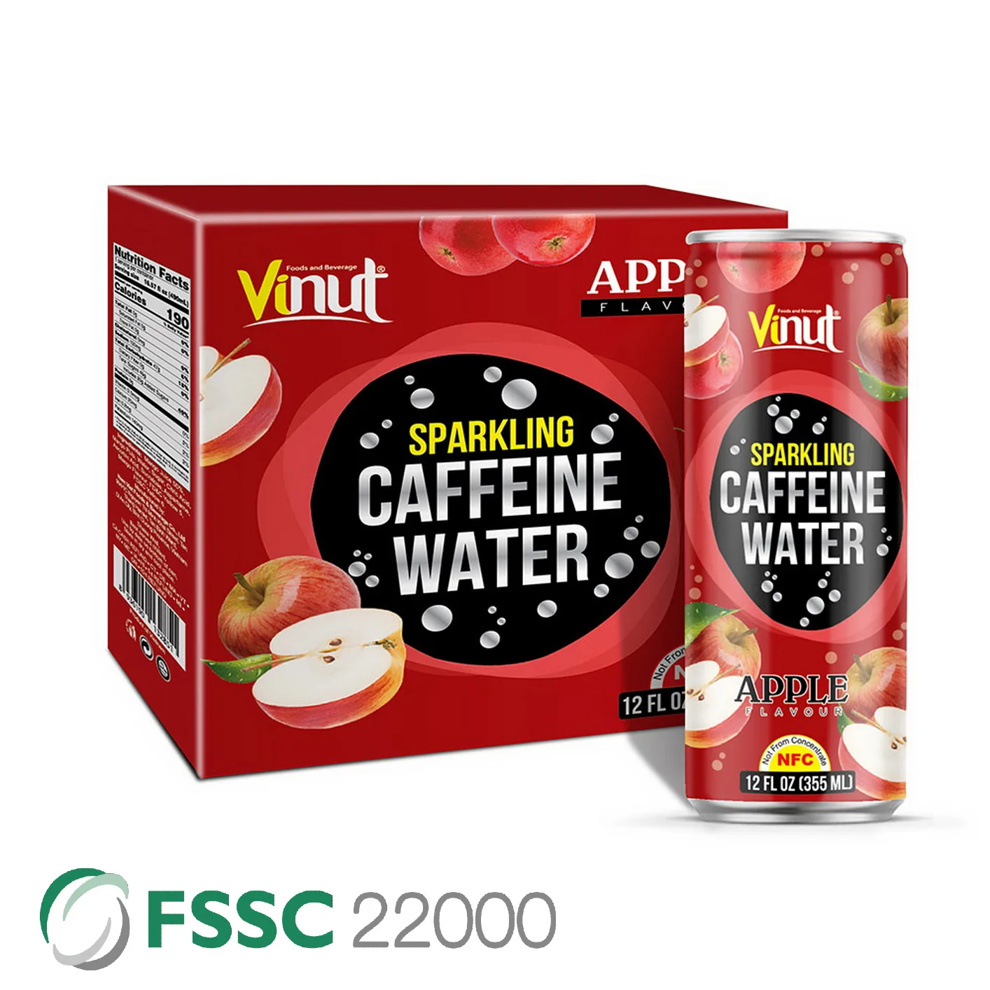 355ml Carbonated drinks VINUT Can (Tinned) Caffeine water Apple Manufacturing Quick delivery Private Label service
