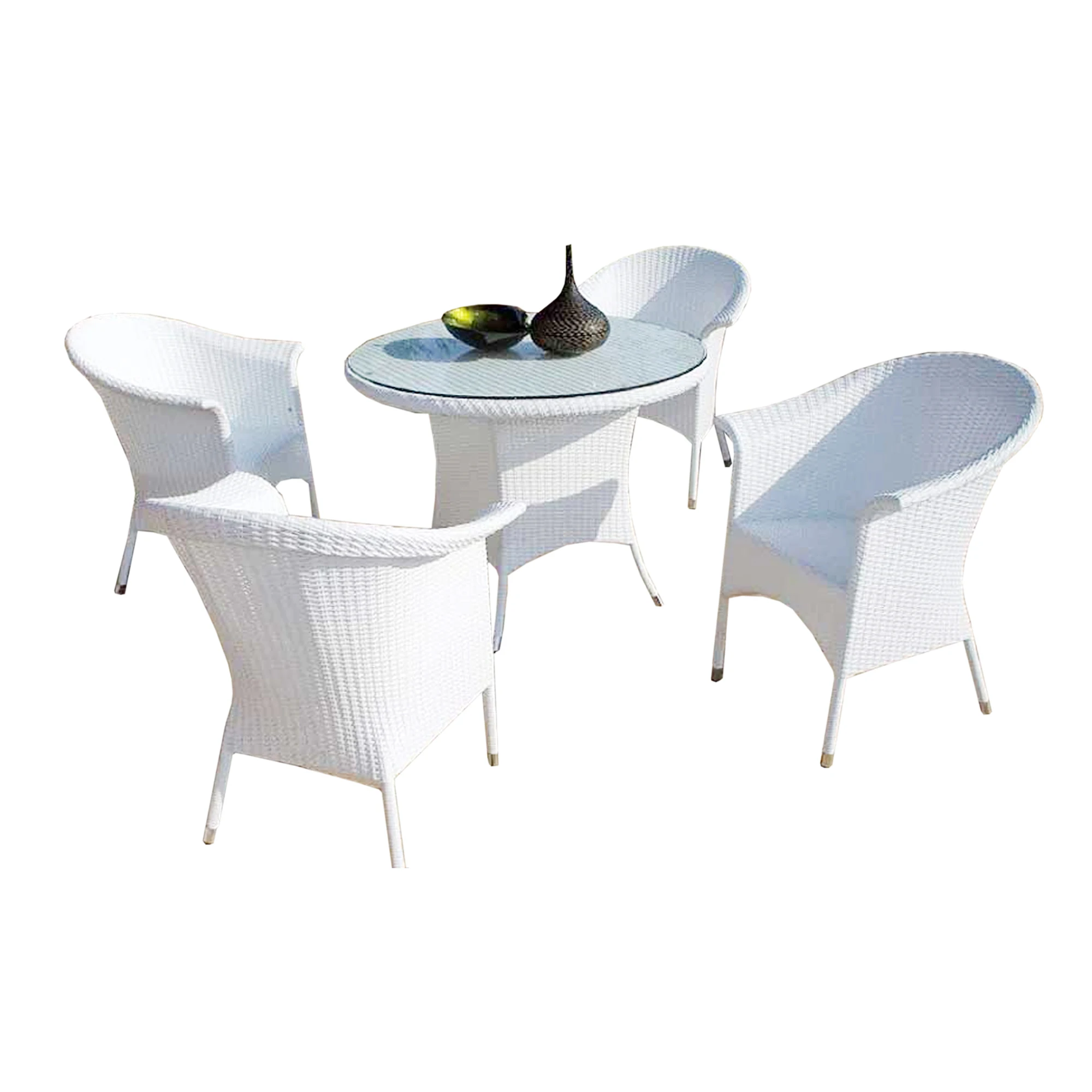 luxury round dining table for resorts high class aluminium wicker dining table and 8 chairs set wholesale price