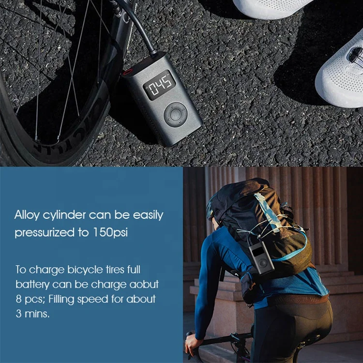  Portable Mini LED Smart Digital Tire Pressure Inflator for Bicycle Motorcycle Car Bike Soccer Xiaomi 1S Electric Air