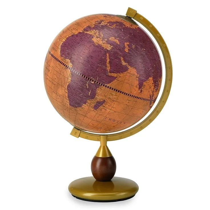 Brown Marble and Metal Traditional Globe