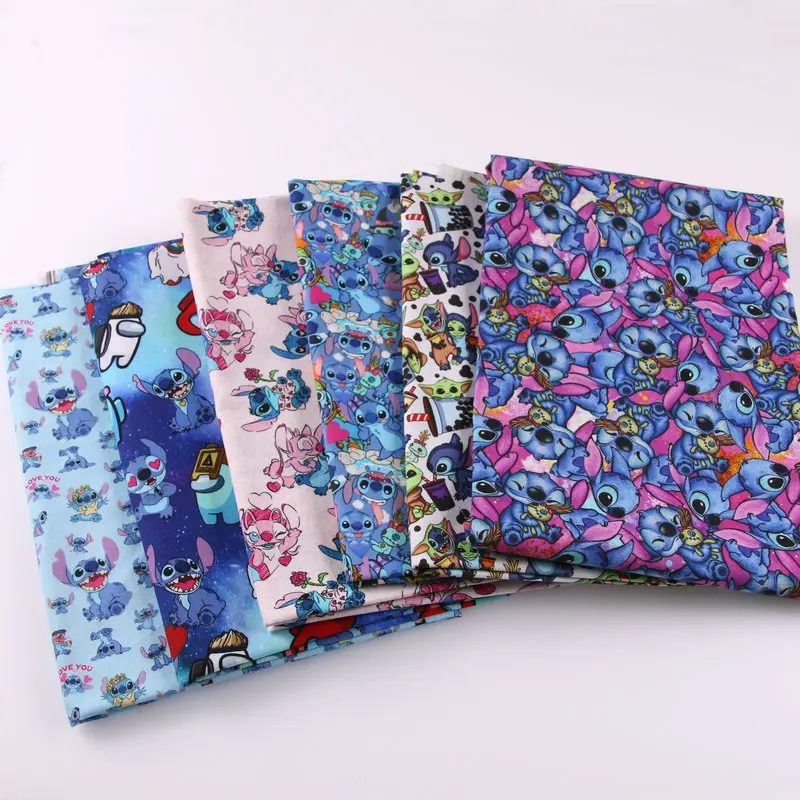 Hot selling lilo stich digital printing fabric beautiful children summer clothes quilt home textile fabric