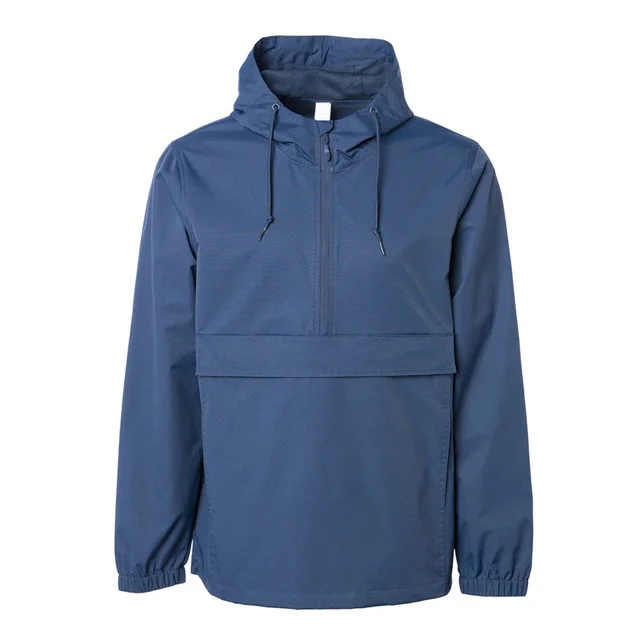 Hooded nylon water resistant windbreaker anorak jacket for foul outdoors weather conditions with print