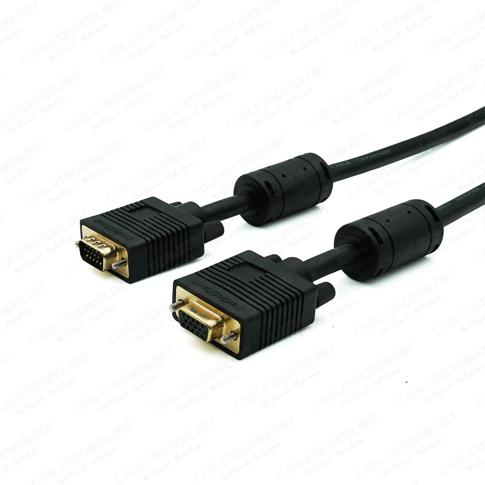 
VGA Extension Cable SVGA Male to Female Gold Plated with Ferrite Cores for Audio Video Projector LED LCD Monitor 