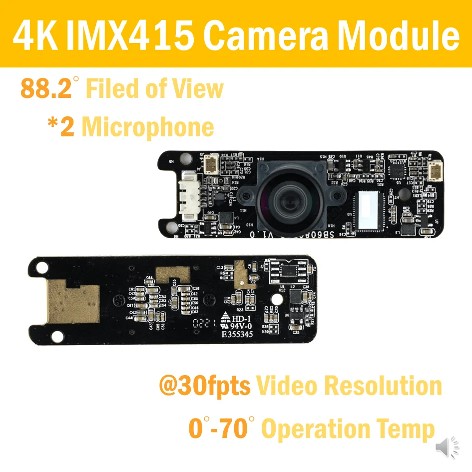4K SONY IMX415 USB 2.0 Camera Module With 2*Digital Mic for Conference