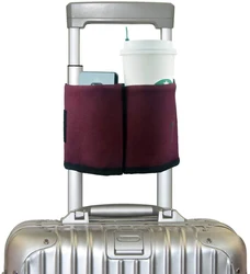 Ederbou Luggage Travel Cup Holder Free Hand Drink Caddy - Hold Two Coffee Mugs - Fits Roll on Suitcase Handles
