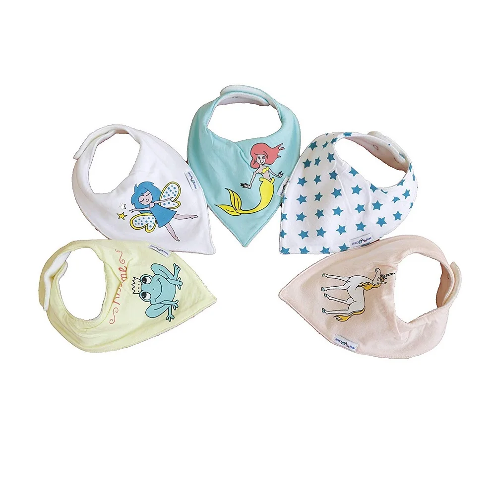 New Arrival Comfortable And Adjustable 100% Organic Cotton Cartoon Pattern Bibs Super Soft Quality Baby Bibs Drool And Teething