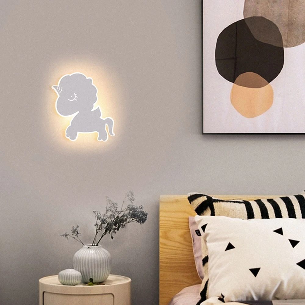 Светодиодная настенная акриловая лампа в форме единорога, мягкий потолочный светильник с утапливаемым креплением для детской, спальни, гостиной, детского сада