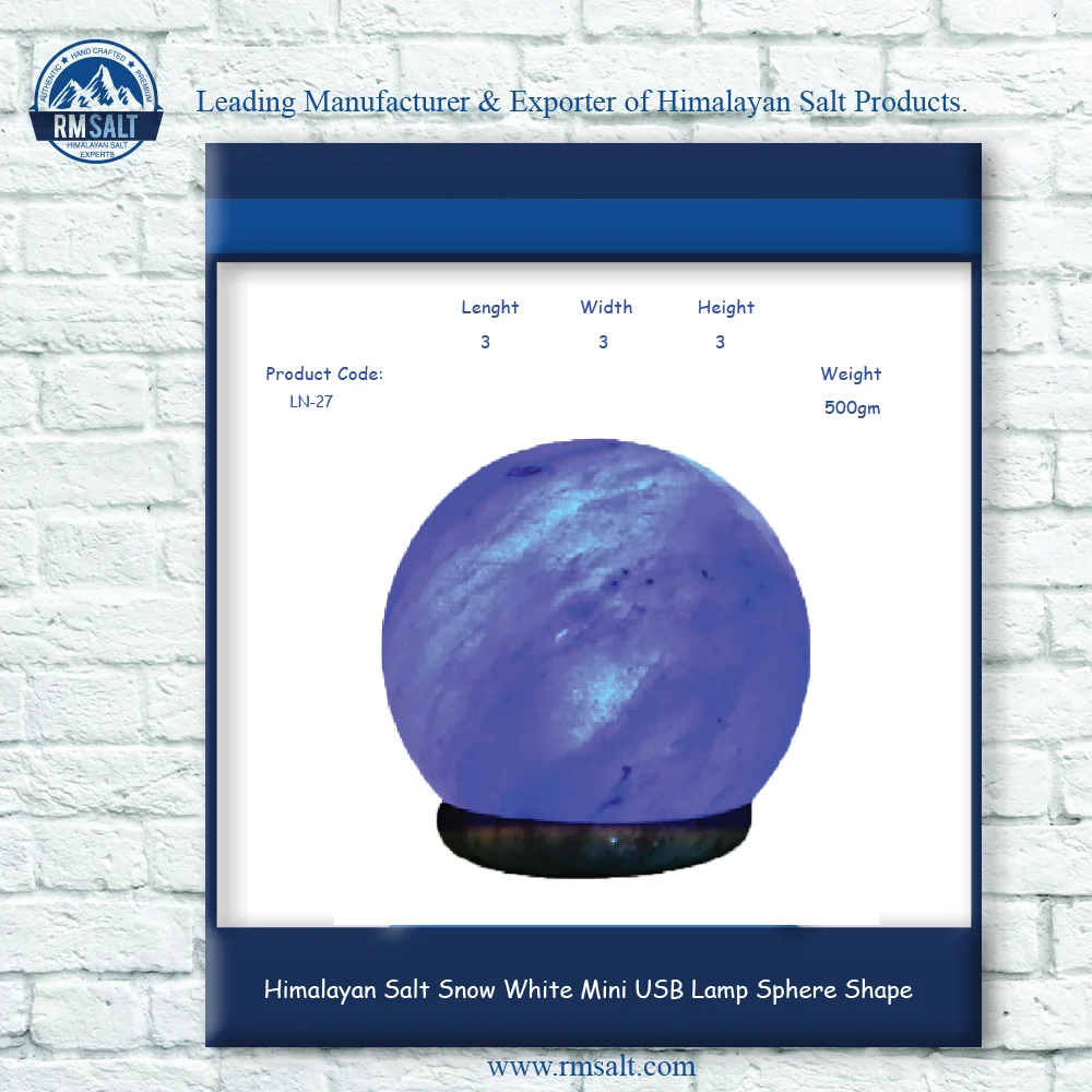 Himalayan Salt Snow White Mini USB Lamp Sphere Shape