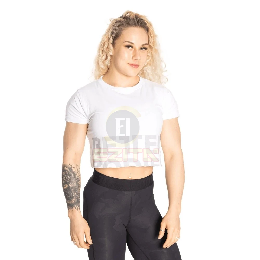 Укороченная белая футболка с изображением девушек лучшего тела Астория