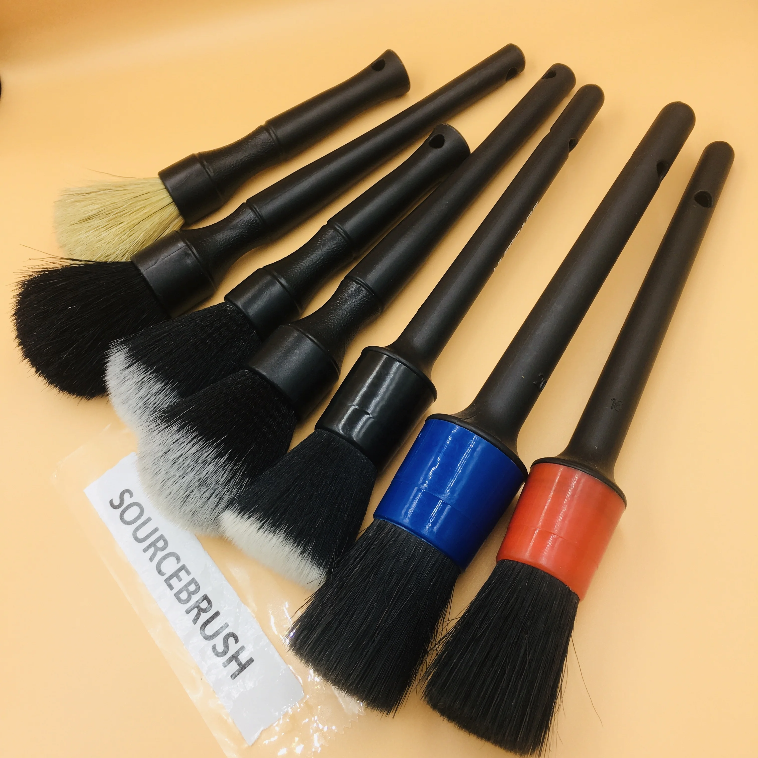 wholesale customized new design boar hair car detailing brushes set for exterior interior use ultra soft air-vent brush