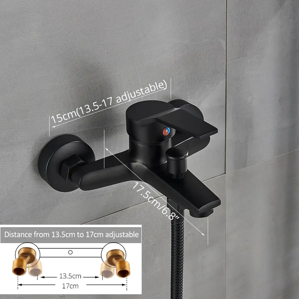 Antique Brass Bathroom Shower Faucet Bath Faucet Mixer Tap ABS Hand Shower Set Wall Mount Black Shower Control Valve Taps