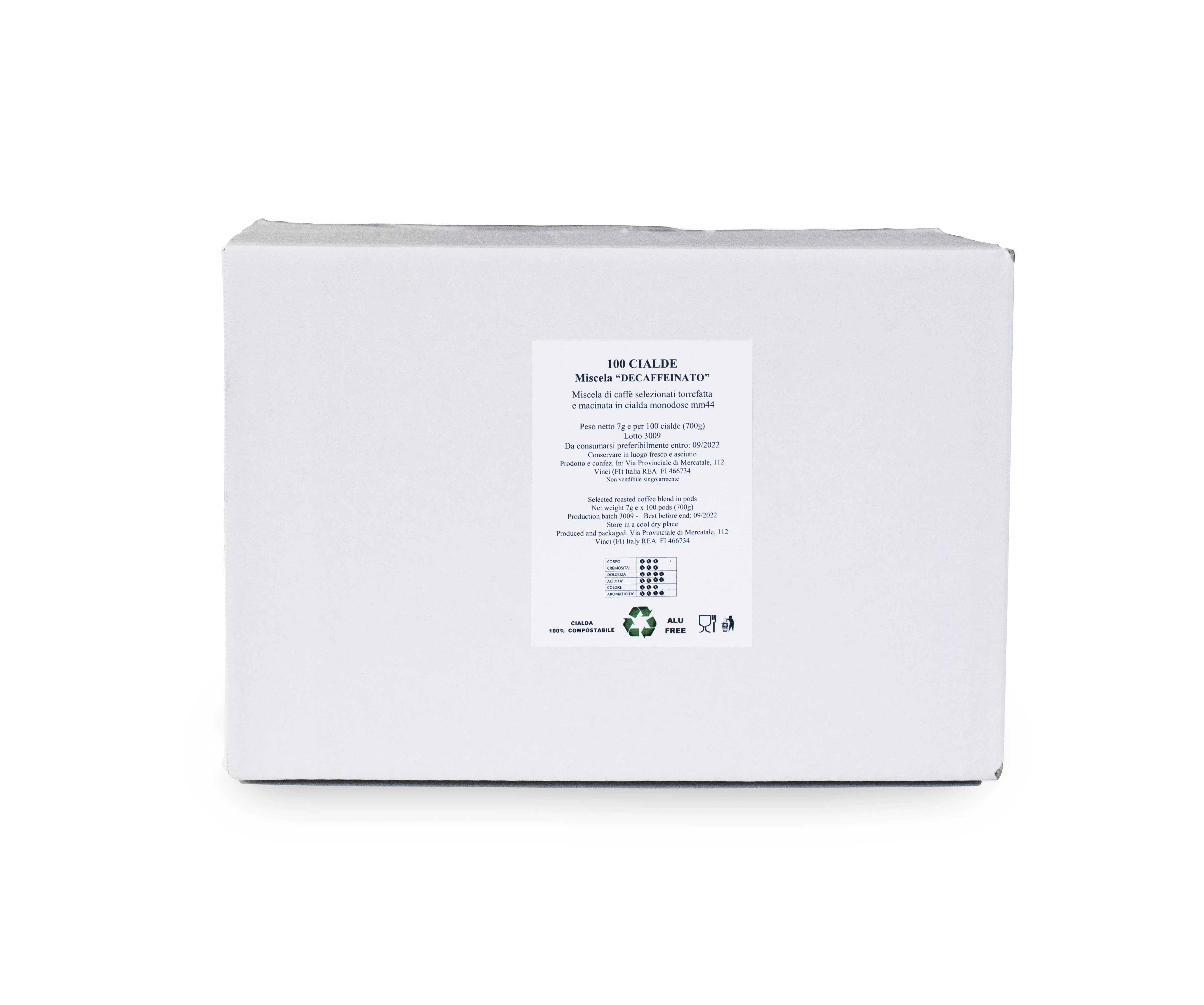 Premium Quality Italian 100% Arabica 100 Decaffeinated Coffee Pods for espresso machines