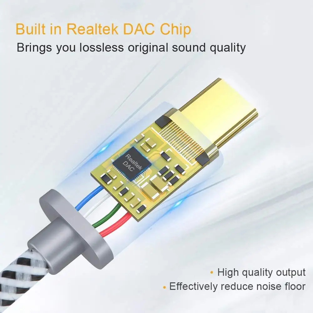 CableCreation USB TYPE C to 3.5mm Headphone Audio cable Adapter Realtek DAC Chipset USB C to 3.5mm Adapter