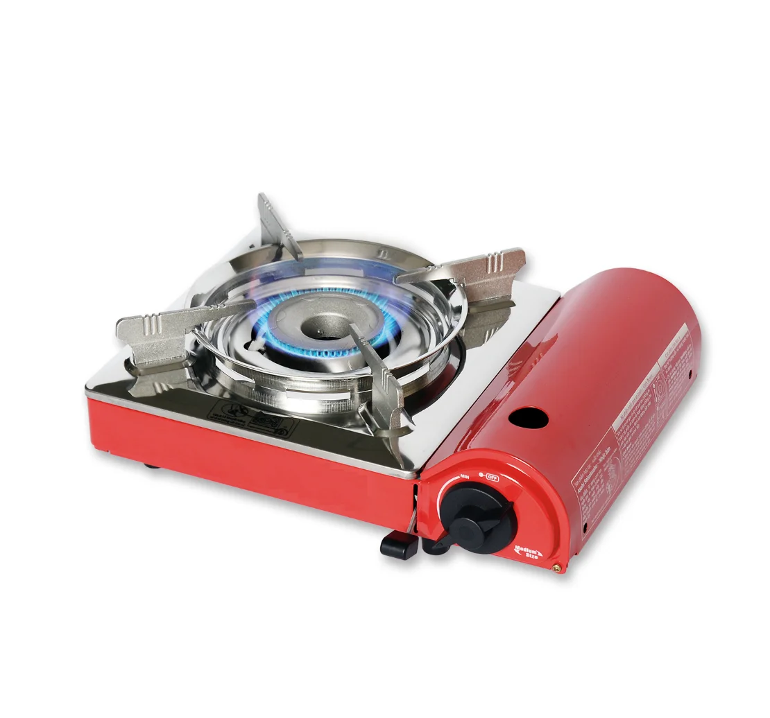 
PORTABLE GAS STOVE MODEL TL-182 (Stainless steel soup tray & cartridge cover) / Butane gas stove / Anti explosion safety device 