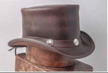 Leather Cowboy Hat Wide Brim Western Style Knight Hat for Men & Women Outdoor Cowgirl Hat Charring Edge