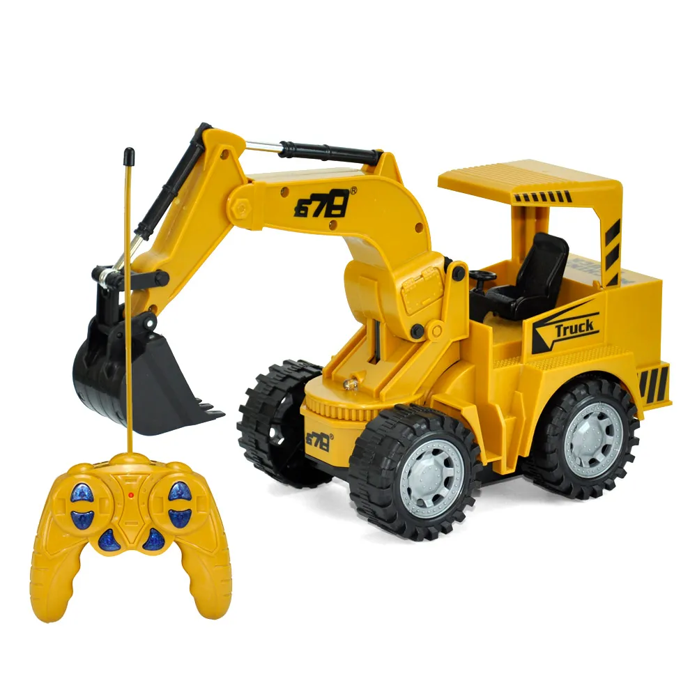 Remote Control Excavator Toy LED Light 5CH Electric Construction Vehicle Truck RC Toys Excavator For Kids