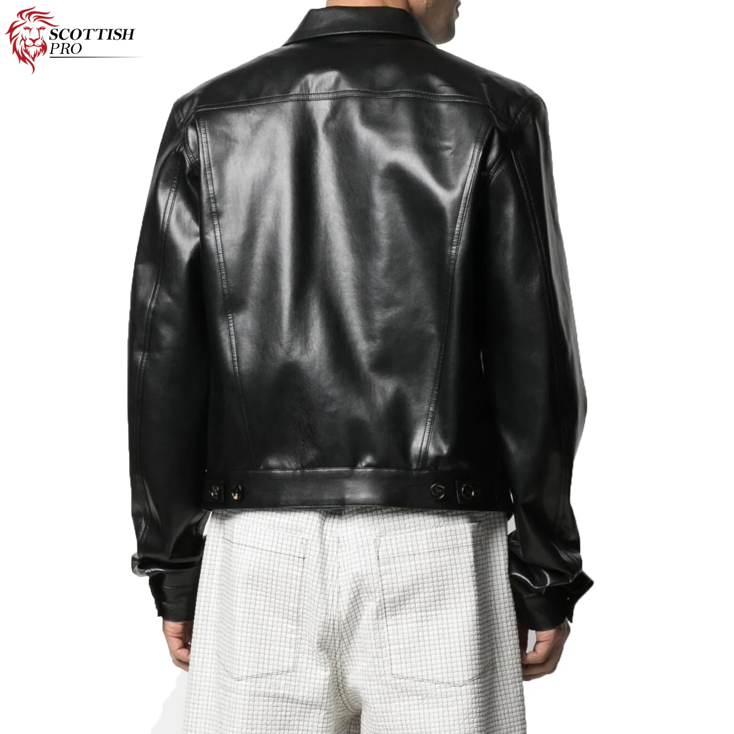 Low MOQ High Quality Jacket Leather 100% Genuine Leather jacket Custom Fashion Men Black Solid Leather Jackets