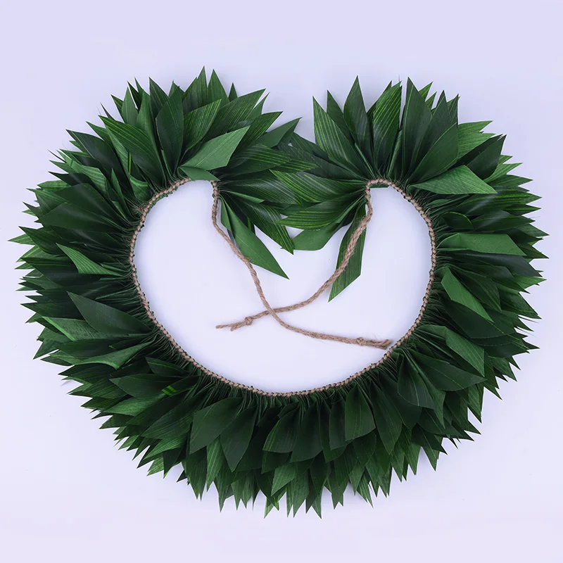 High Quality Factory Supplier 58CM Artificial Ti Leaves Short Lei  Hawaiian Hula Girl Dance Party Necklace