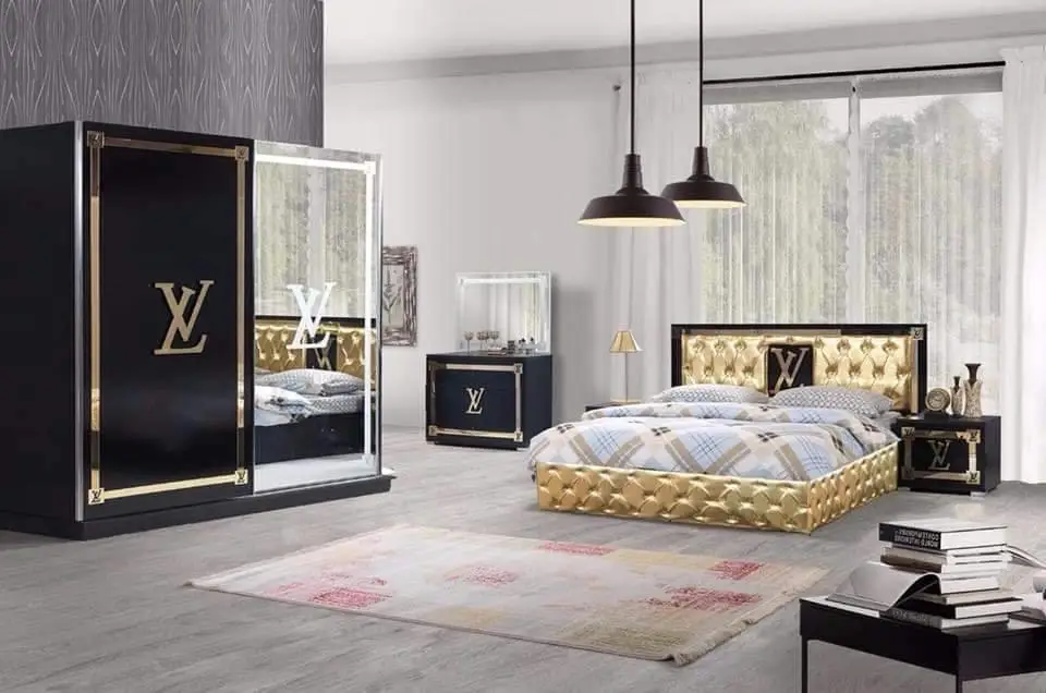 
Golden Bedroom set European style smart furniture 180*200 hot sales 