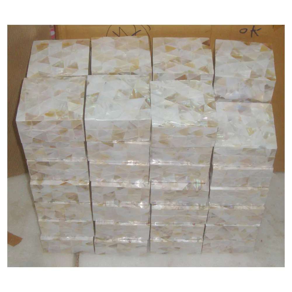 Handmade White Color Wooden Mother Of Pearl Square Boxes