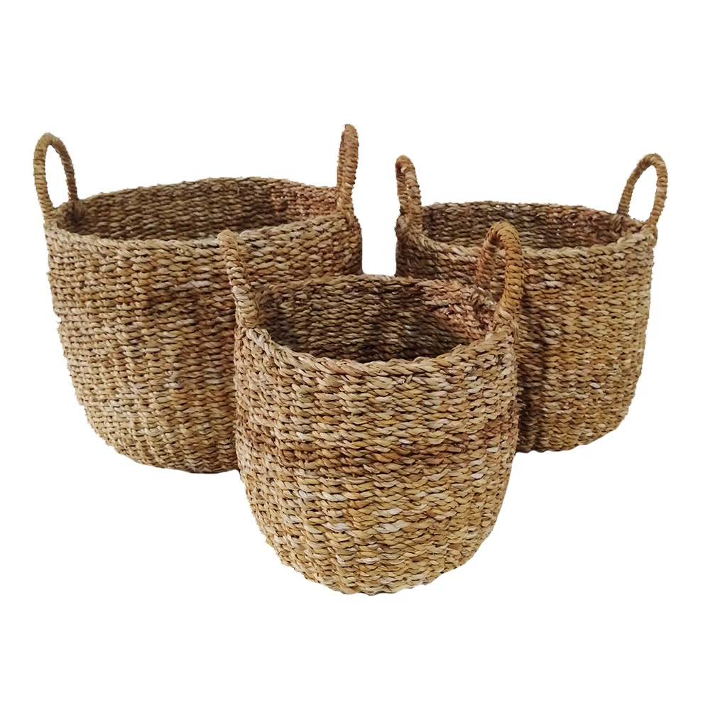 Hot selling products of Eco friendly biodegradable natural plant fiber seagrass basket Bangladesh