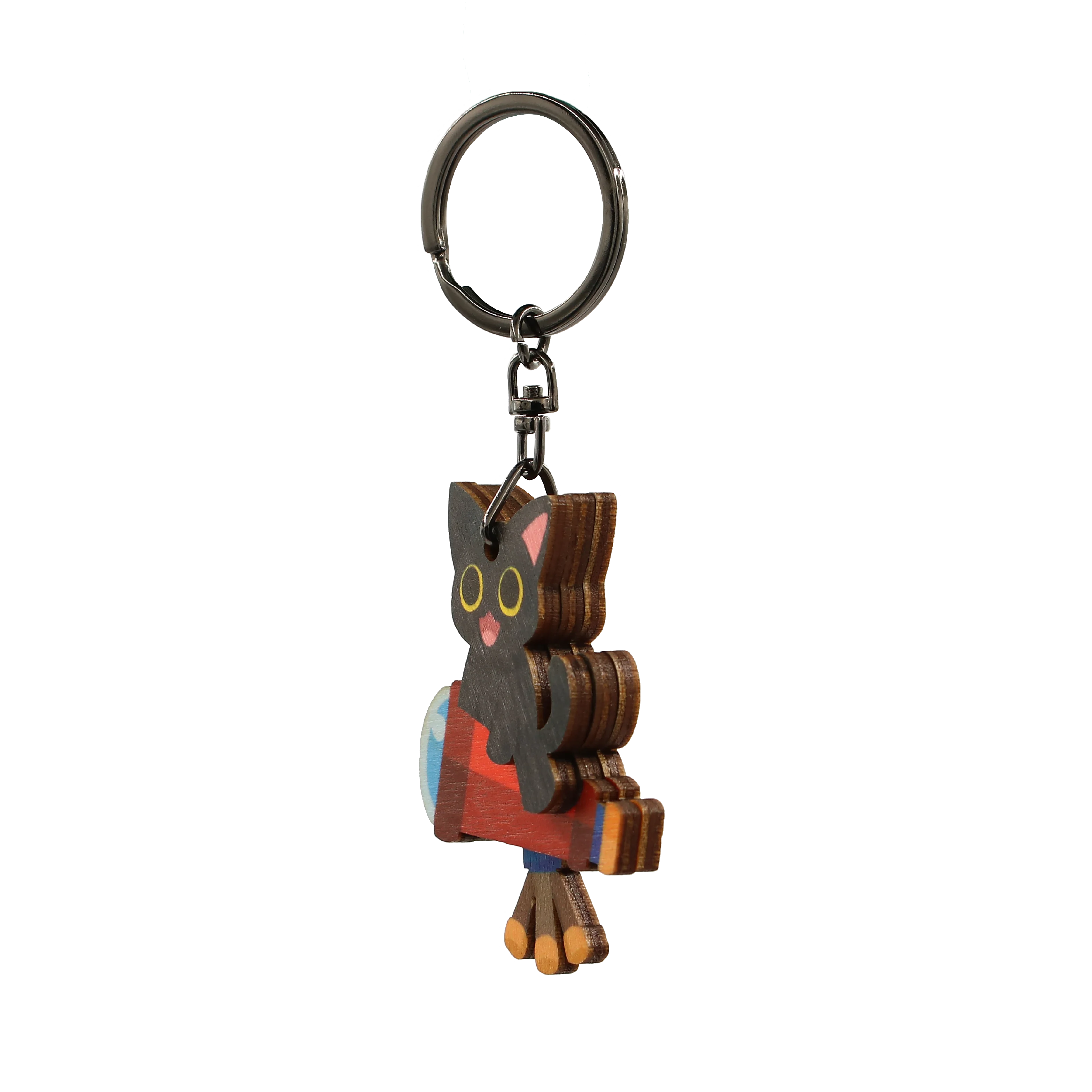 Cute Cat Kitten Telescope Wood Keychain Souvenirs