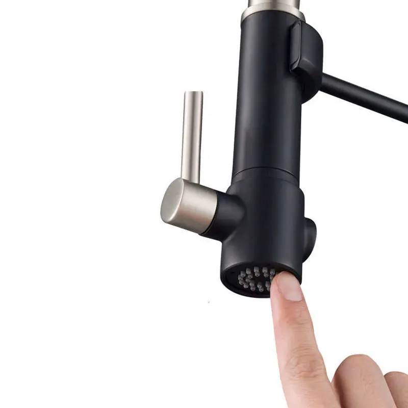 Матовый черный кухонный кран смеситель с креплением на раковину вращение 360 градусов распылитель для горячей и холодной воды