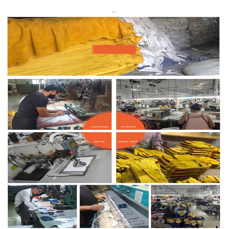 Wholesale high quality anti slip Hand safety Grain Cowhide labour  Leather General Purpose Safety Working Gloves