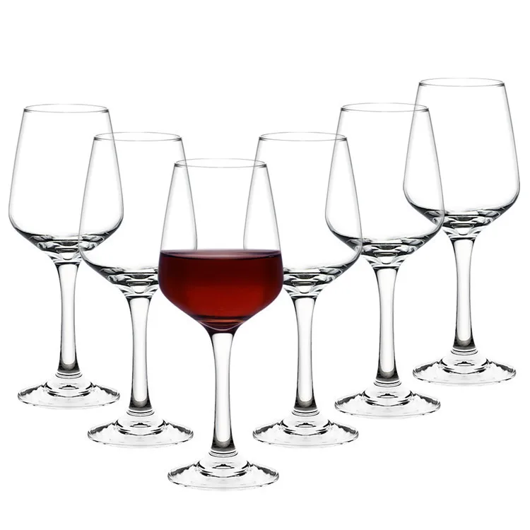 Wholesale Factory Priced Machine-Made Long Stem Red Wine Glasses Set of 6 Dishwasher Safe Firm Goblet
