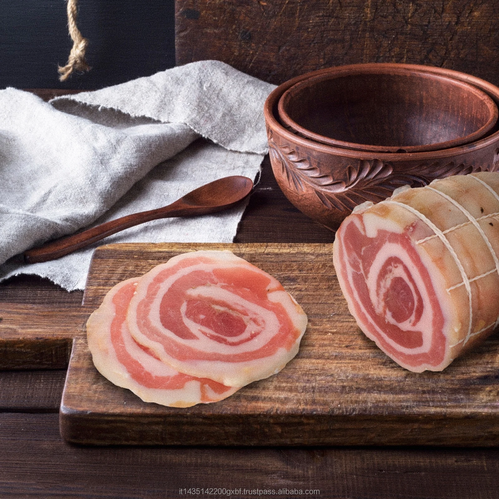 ITALIAN ROLLED PORK BELLY WITHOUT GARLIC PANCETTA kg 3  | high quality gluten free pork rolled meat | Italy supplier