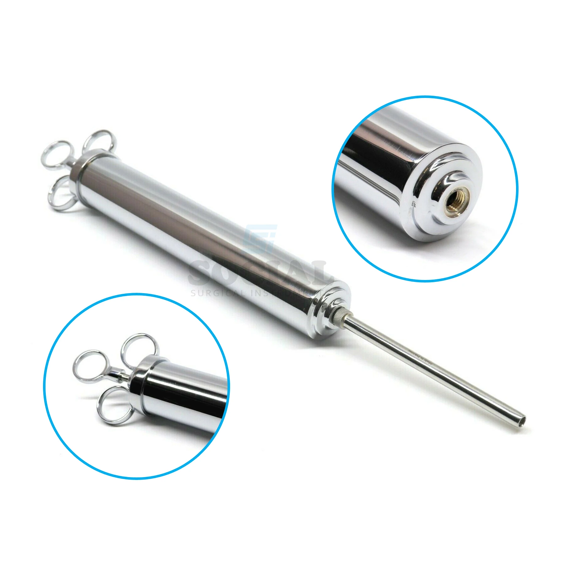 
Dose Syringe Chrome Plated Brass 12 oz with Stainless Steel Nozzle 