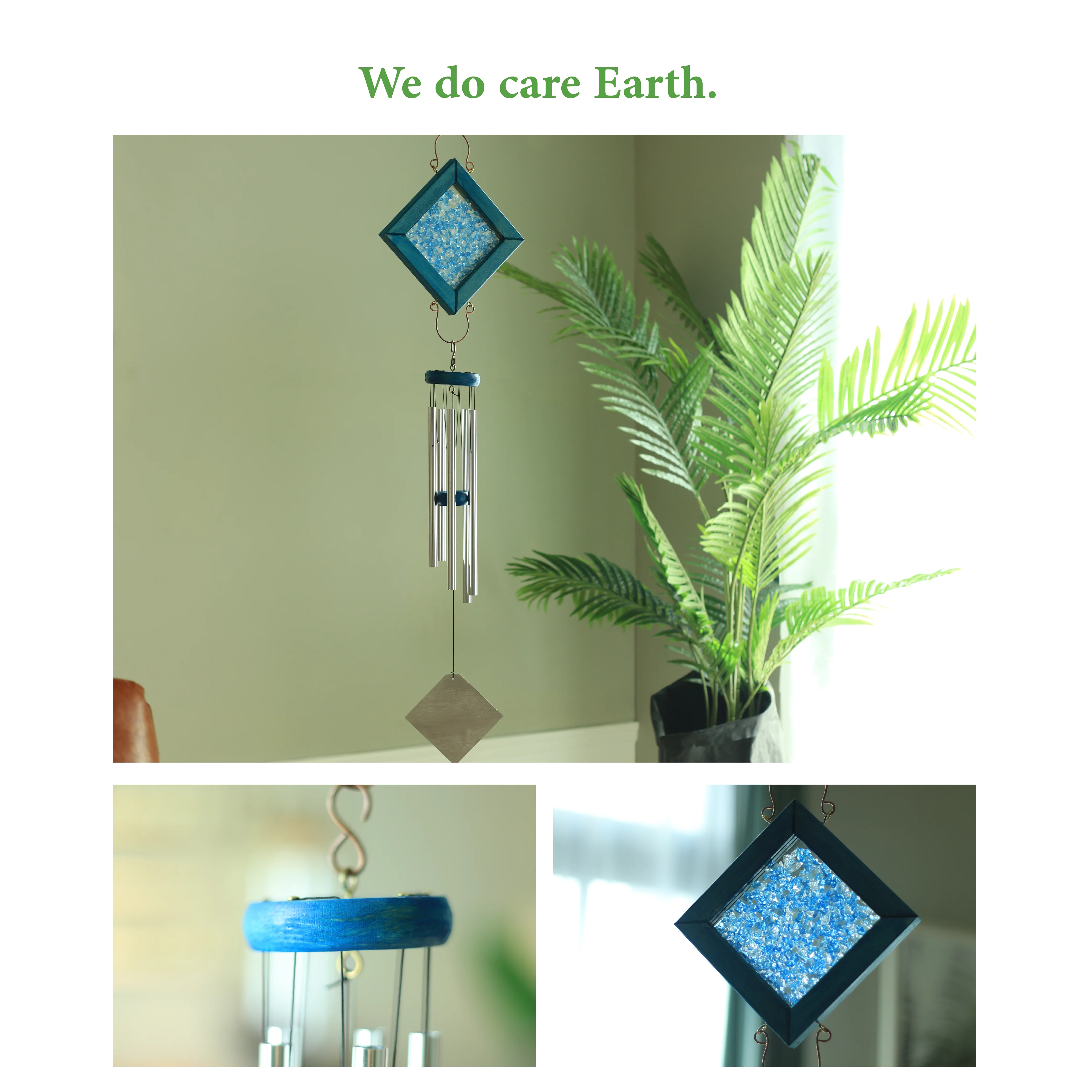 38IN Hand Tuned Indoor Design Crystal Metal Windchimes for Home Decoration